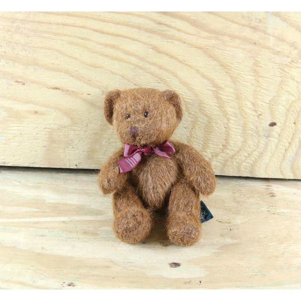 RUSS PLUSH Cameron Mohair Brown Teddy Bear 5.5" Mini Vintage Stuffed Animal